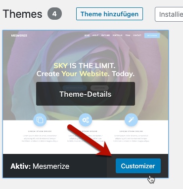Mesmerize WordPress-Theme Customizer