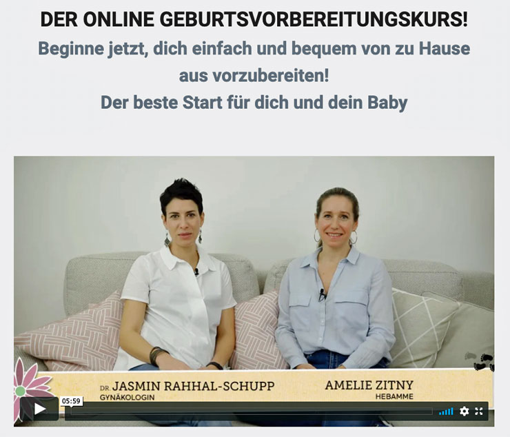 Verkaufsseite Online-Geburtsvorbereitungskurs