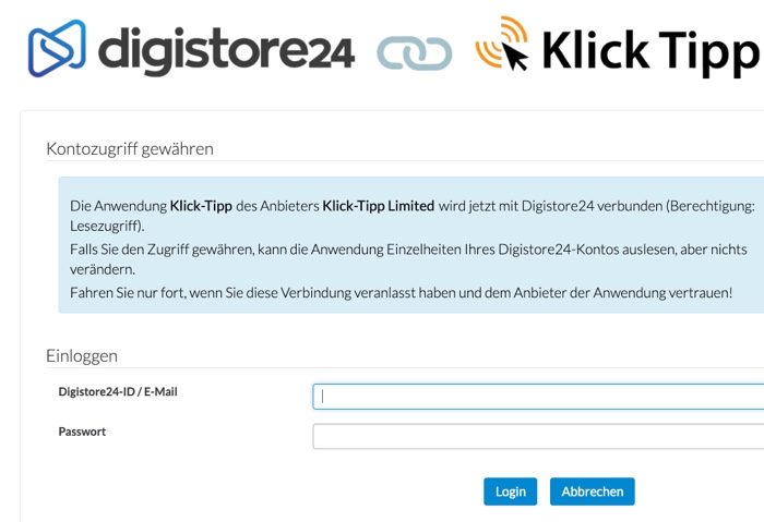 Digistore24 mit Klick-Tipp verknüpft