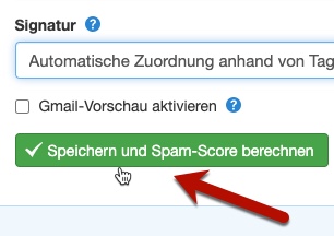 Klick-Tipp-Button Speichern und Spam-Score berechnen