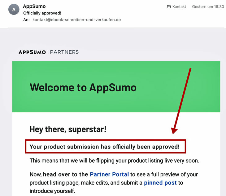Mein Produkt auf AppSumo genehmigt