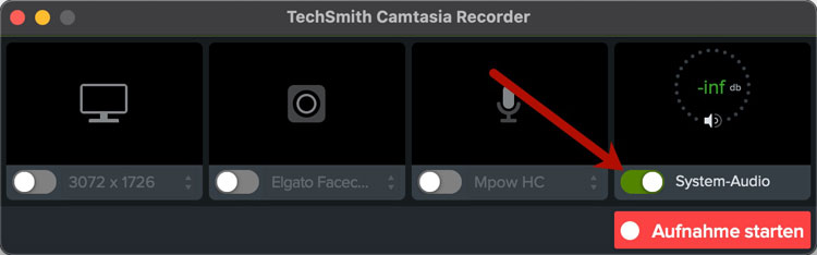 Camtasia Recorder System Audio