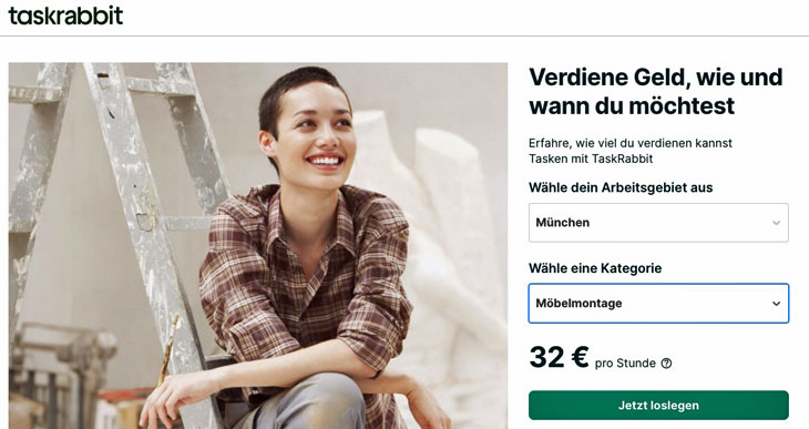 TaskRabbit Möbelmontage in München für 32 Euro pro Stunde
