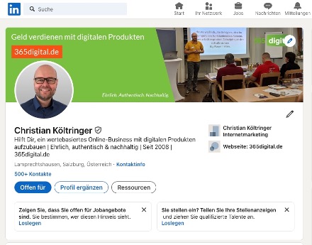 LinkedIn-Profil von Christian Költringer