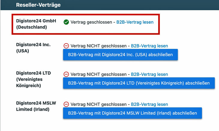 Digistore24-Reseller-Verträge