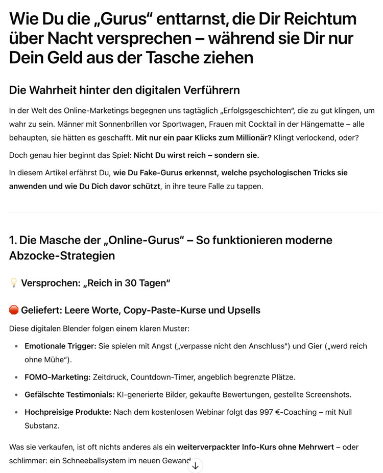 Auszug ChatGPT Blog-Artikel