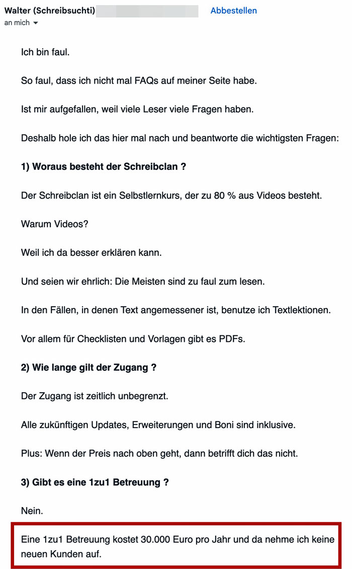 30.000 Euro für eine 1 zu 1 Betreuung von Walter Epp