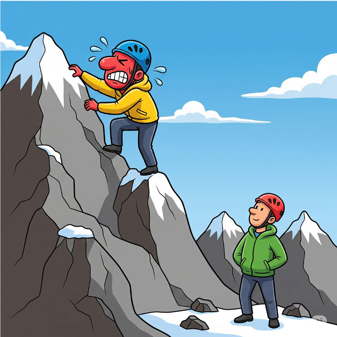 Hoher Berg steht für den Aufwand eines Online-Geschäfts