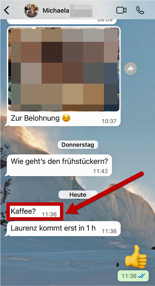 WhatsApp-Nachricht "Kaffee"