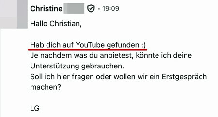 Christine hat mich auf LinkedIn angeschrieben