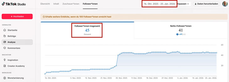 TikTok-Follower 100 Tage Video-Challenge