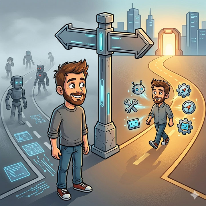 Weggabelung in der KI-Zukunft – wer jetzt die richtige Entscheidung trifft, bleibt relevant